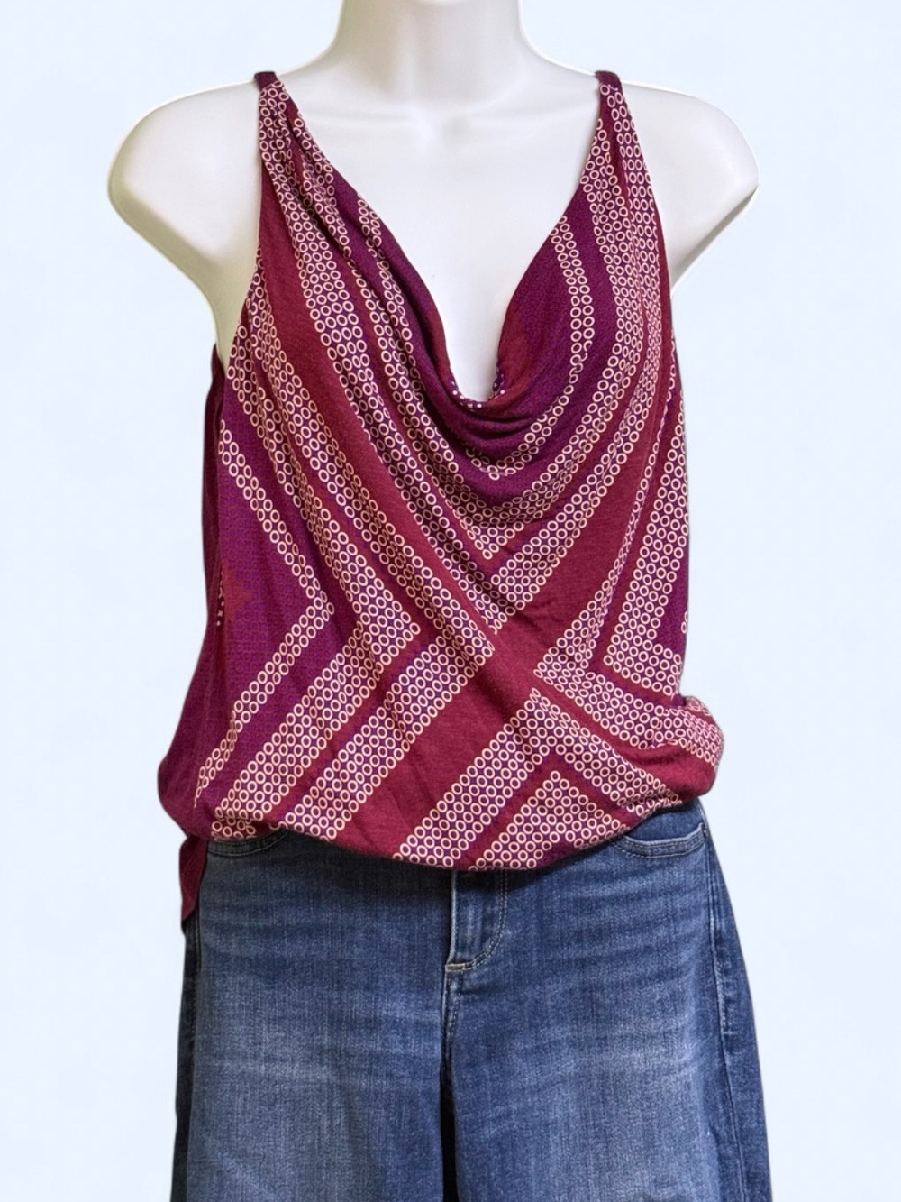 cAbi drape tank geometric print preppy academia classic chic Size Small